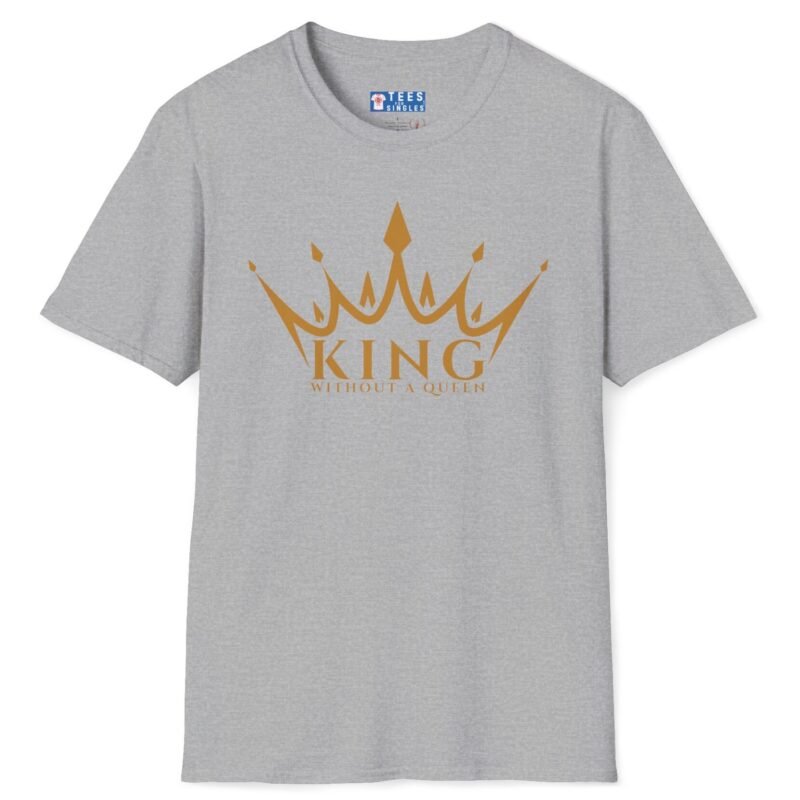 King Without a Queen Tee – Bold Single-Status Crown T-shirt Sport Grey by Tees For Singles