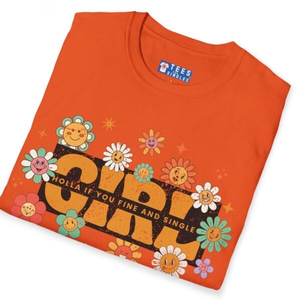 Girl 🌼 Holla If You Fine & Single Retro Flirty Tee Orange by Tees For Singles
