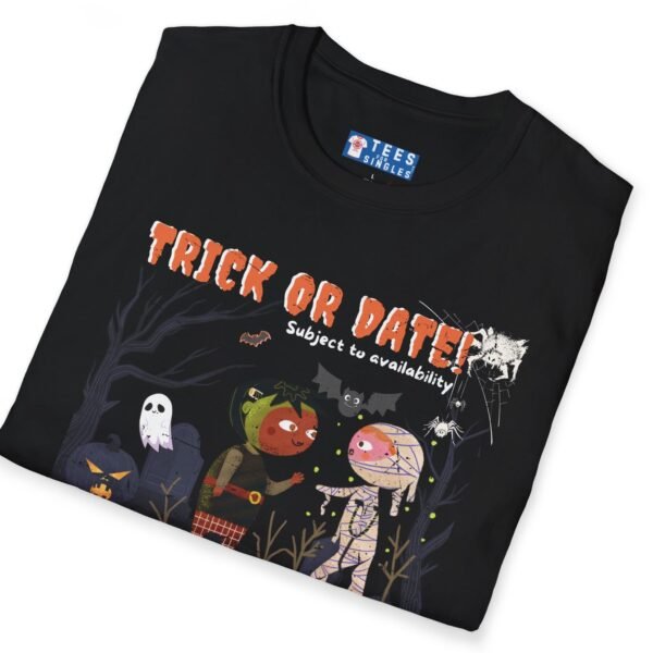 Trick or Date Subject to Availability Premium Tee. Cute Halloween Flirt Shirt by Tees For Singles - Reaction Fashion