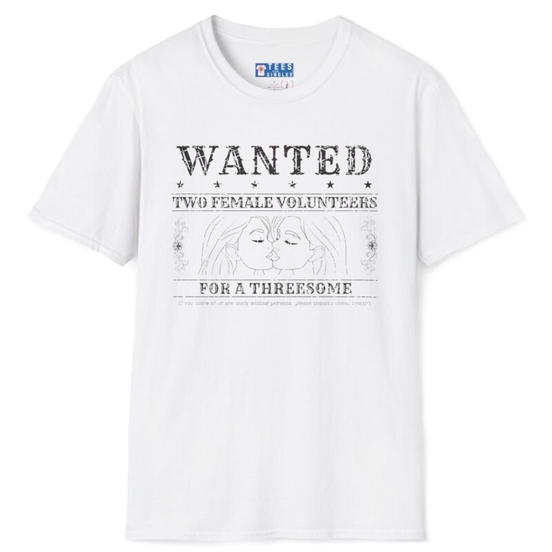 Wanted Two Females For A Threesome Premium T-Shirt Girls Graphics 😂 – Funny Vintage Distressed Design White by Tees For Singles
