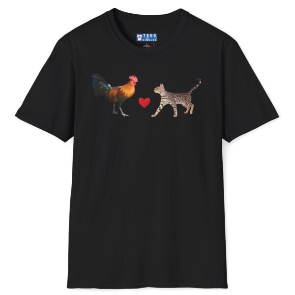 Rooster Loves Pussy Cat Tee 😂🐓❤️🐱 Conversation Starter T-shirt by Tees For Singles