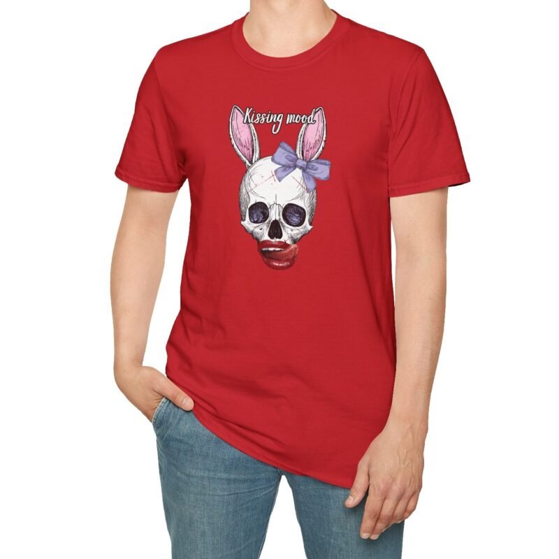 Kissing Mood Skull-Bunny Graphic Tee 💋 🫦💀🐰🐇- Distressed Look by Tees For Singles