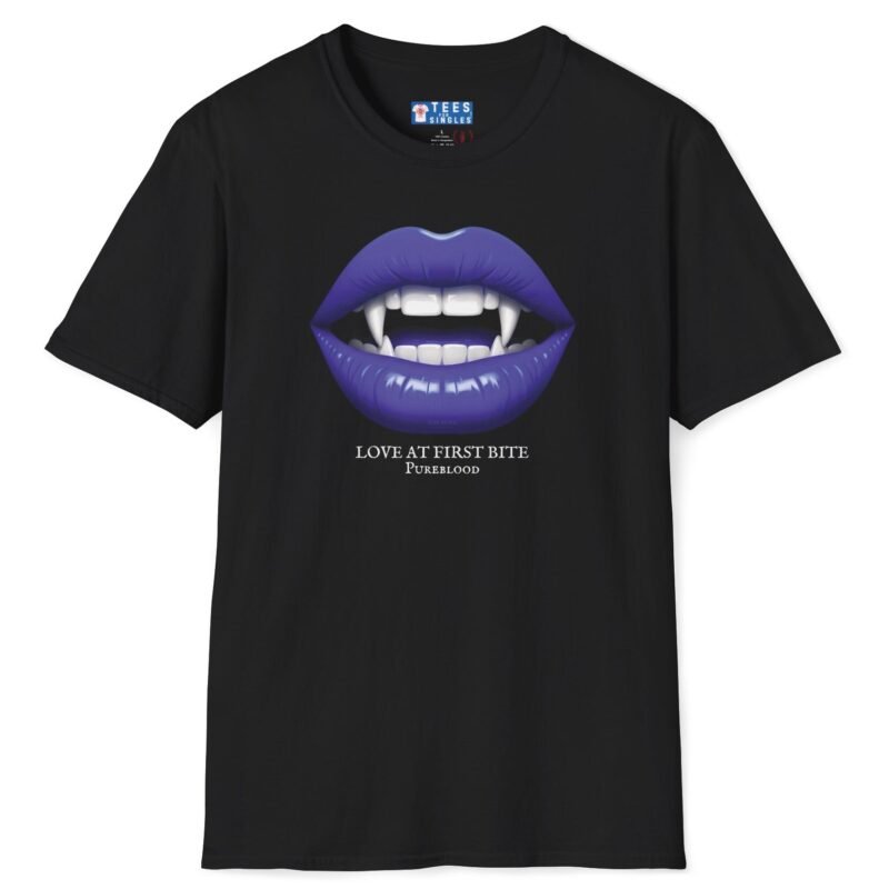Love At First Bite Pureblood Vampire Lips Statement Tee🧛‍♀️🩸- For Those In The Know Black by Tees For Singles