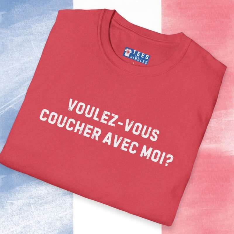 Voulez-Vous Coucher Avec Moi? Text Only Flirty Tee 🇫🇷❤️ Asking in French May Just Work! by Tees For Singles