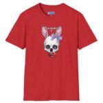 Kissing Mood Skull-Bunny Graphic Tee 💋 🫦💀🐰🐇- Distressed Look Red by Tees For Singles