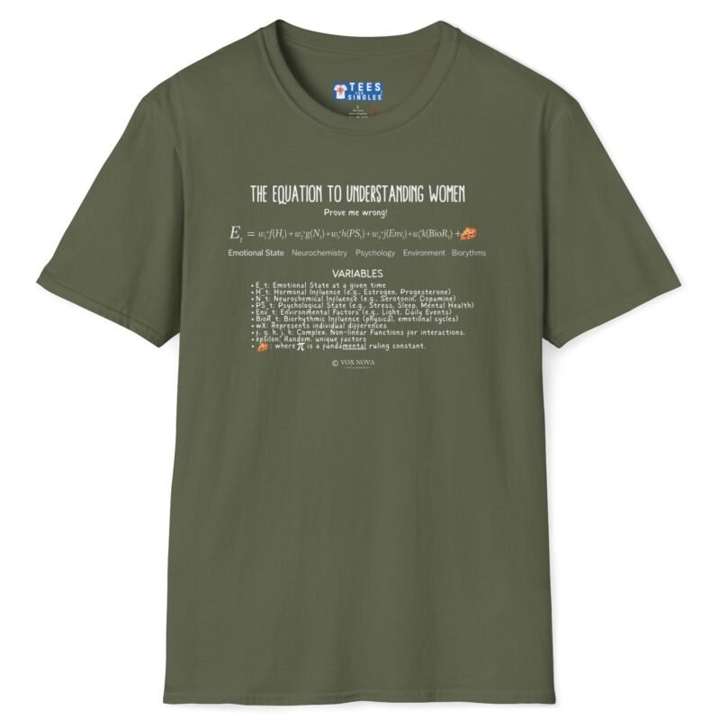 The Equation to Understanding Women (Prove Me Wrong) Look At The Fine FundaMENTAL Print! 📊❤️‍🔥Funny Tee Military Green by Tees For Singles