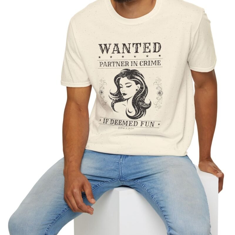 Wanted: Partner-in-Crime (If Deemed Fun) Vintage Poster Tee 🖤 by Tees For Singles
