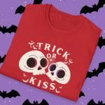 11524755685262683110_2048_custom.jpeg Trick or Kiss Tee - Flirty Gothic Skull T-shirt for Halloween And Everyday Vibes by Tees For Singles - Reaction Fashion
