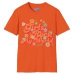 Girls Rock My World 🌸 Retro Flower Power Flirty Tee Orange by Tees For Singles
