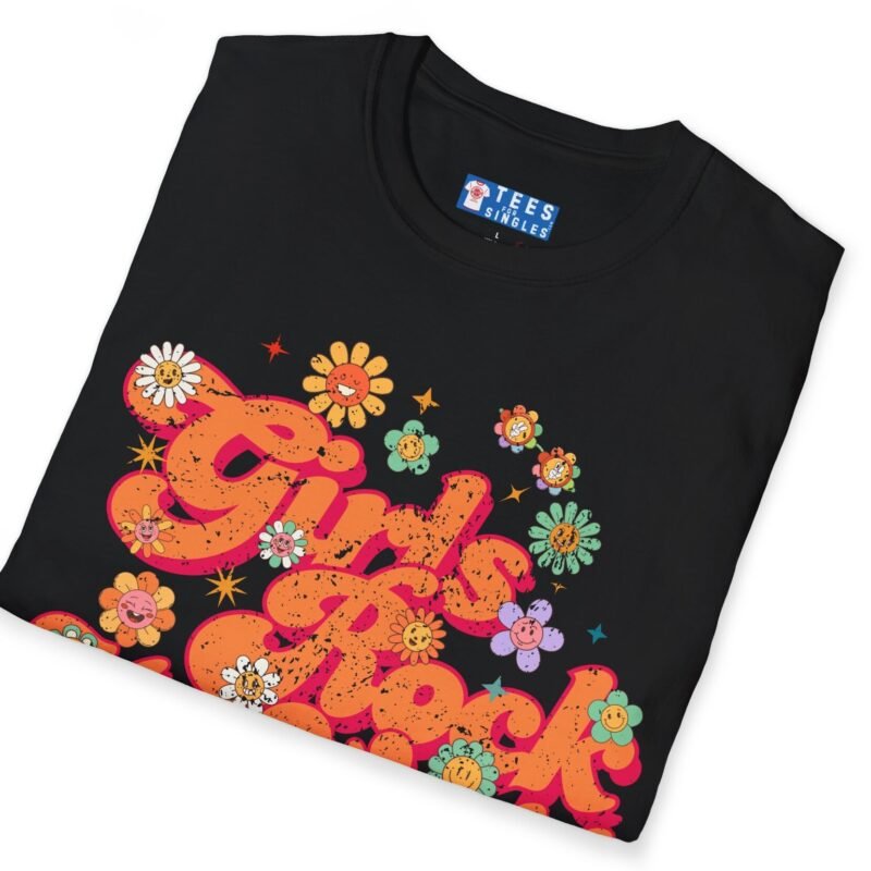Girls Rock My World 🌸 Retro Flower Power Flirty Tee by Tees For Singles