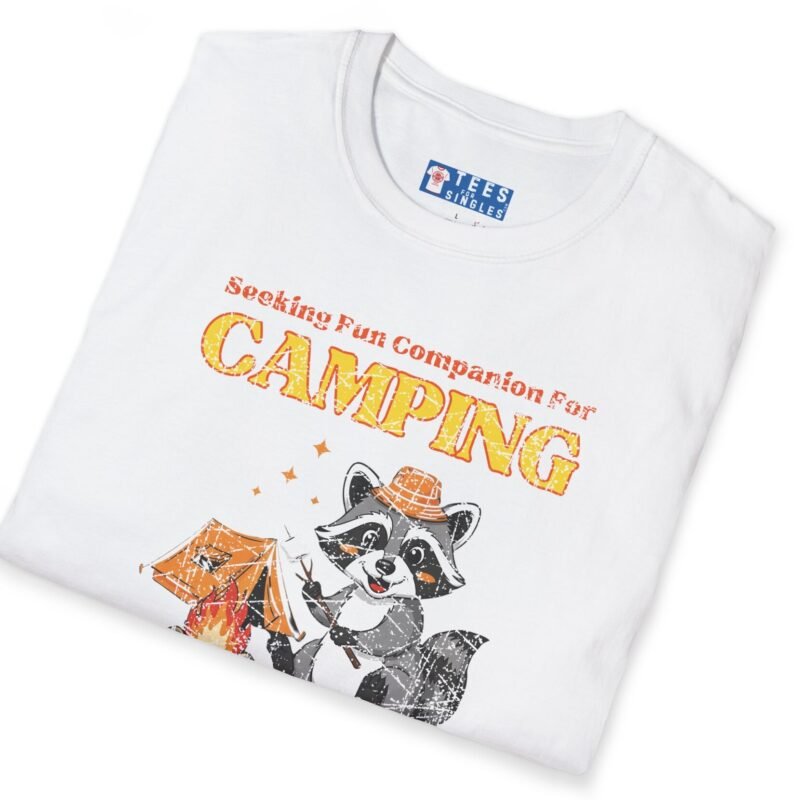 Seeking Fun Companion for Camping Tee ⛺🔥🐾- Vintage Look Cute Raccoon T-Shirt by Tees For Singles