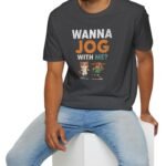 Wanna Jog With Me? Cute Dog Cat Graphics Vintage Style Tee 🐶🐱🏃♂️ by Tees For Singles