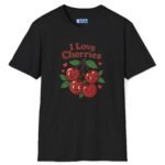 I Love Cherries Premium Tee 🍒 — Double Meaning Cute Retro Cherry Graphic Tee Black by Tees For Singles