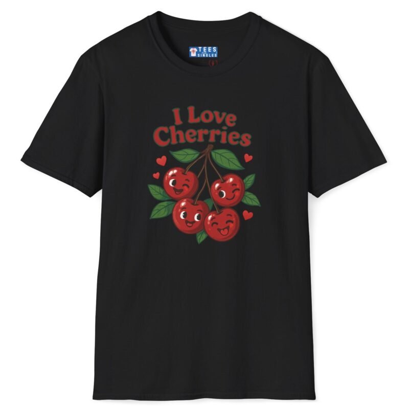 I Love Cherries Premium Tee 🍒 — Double Meaning Cute Retro Cherry Graphic Tee Black by Tees For Singles