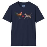 Rooster Loves Pussy Cat Tee 😂🐓❤️🐱 Conversation Starter T-shirt Navy by Tees For Singles