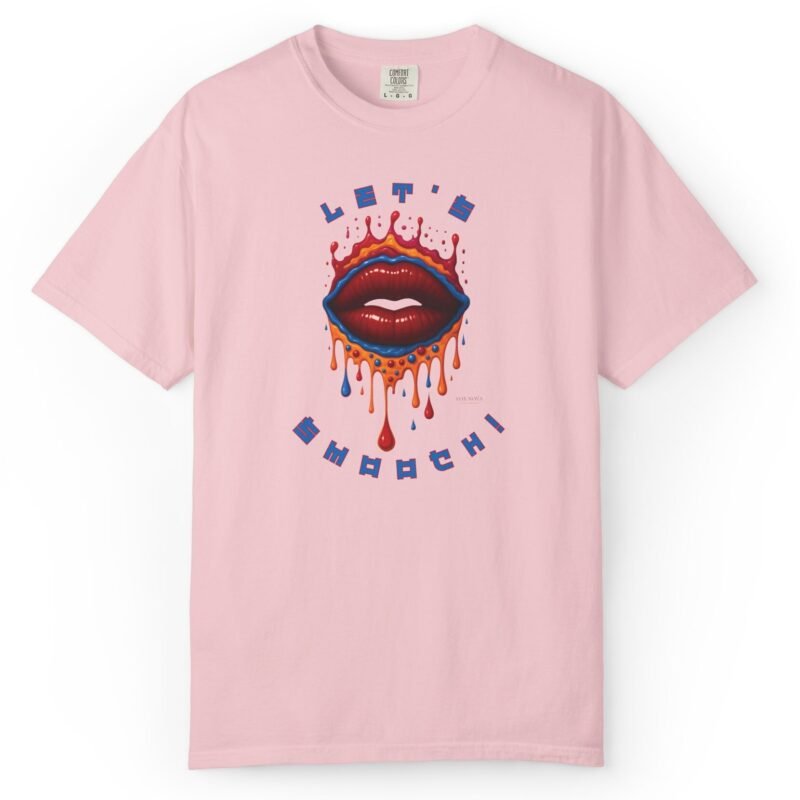 Let's Smooch Trippy Drippy Lips Tee 💋 T-Shirt 🗣️ Garment-Dyed T-shirt by Tees For Singles - Reaction Fashion