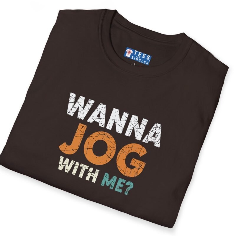 Wanna Jog With Me? Premium Tee 🏃‍♂️😉 Text Vintage Style Tee Invite To Jog Date by Tees For Singles