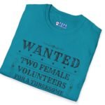 Wanted Two Females For A Threesome T-Shirt (Text Only) 😂 – Funny Distressed Design T-Shirt by Tees For Singles