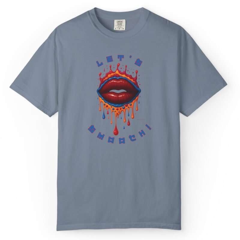 Let's Smooch Trippy Drippy Lips Tee 💋 T-Shirt 🗣️ Garment-Dyed T-shirt by Tees For Singles - Reaction Fashion