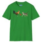 Rooster Loves Pussy Cat Tee 😂🐓❤️🐱 Conversation Starter T-shirt Irish Green by Tees For Singles