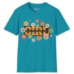 Girl 🌼 Holla If You Fine & Single Retro Flirty Tee Tropical Blue by Tees For Singles