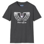 Dance With Me Skeleton Heart Tee 🖤🎸💀 Goth Industrial Metal – Distressed Look Dark Heather by Tees For Singles