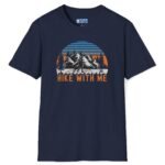 Hike With Me Retro Mountain Premium Tee 🏔️ Navy by Tees For Singles