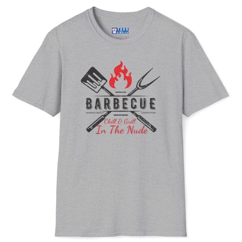 Barbecue Women’s Weekly Competition Chill & Grill In The Nude T-Shirt 🔥Vintage Design Sport Grey by Tees For Singles