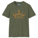 King Without a Queen Tee – Bold Single-Status Crown T-shirt Military Green by Tees For Singles