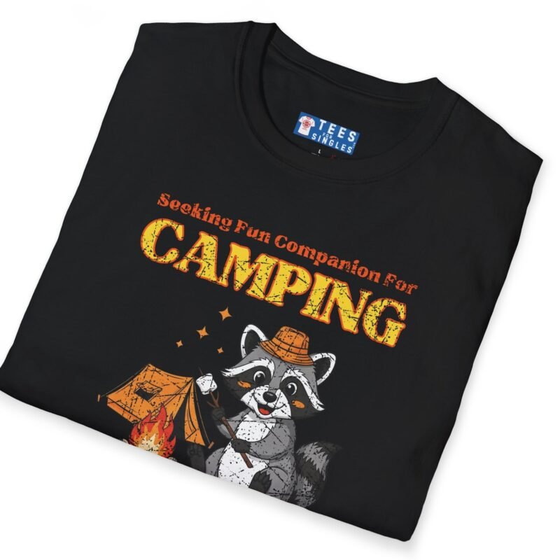 Seeking Fun Companion for Camping Tee ⛺🔥🐾- Vintage Look Cute Raccoon T-Shirt by Tees For Singles