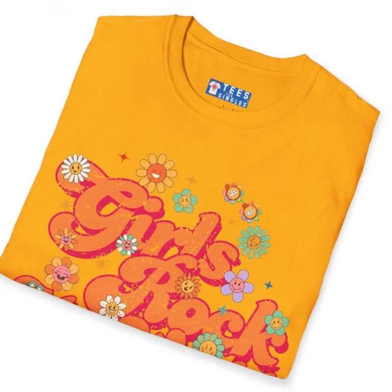 Girls Rock My World 🌸 Retro Flower Power Flirty Tee by Tees For Singles