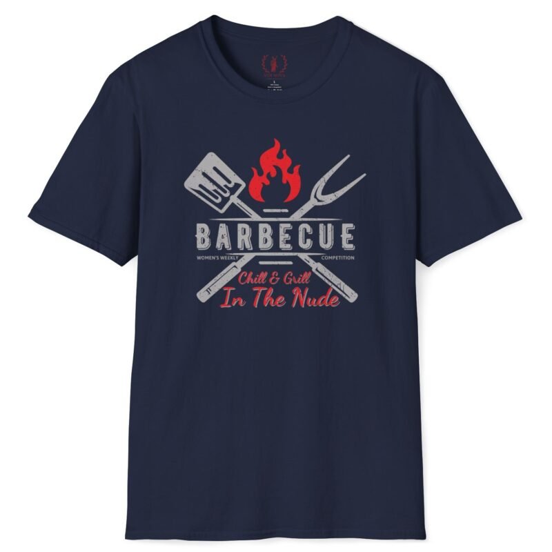 Barbecue Women’s Weekly Competition Chill & Grill In The Nude T-Shirt 🔥Vintage Design Navy by Tees For Singles