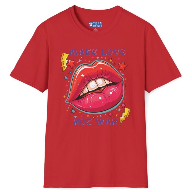 Make Love Not War Premium Tee 💋 Peace, Love & Good Sexy Vibes! Vintage Look ✨ Red by Tees For Singles