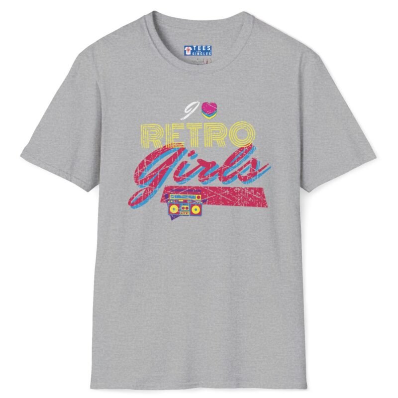 I ❤️ Retro Girls Lightweight Tee – Bold 80s Vintage Style Shirt for Fun Conversations 🎯💖 Sport Grey by Tees For Singles