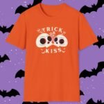 14579118527979281972_2048_custom.jpeg Trick or Kiss Tee - Flirty Gothic Skull T-shirt for Halloween And Everyday Vibes Orange by Tees For Singles - Reaction Fashion