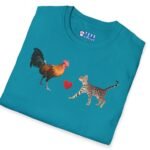 Rooster Loves Pussy Cat Tee 😂🐓❤️🐱 Conversation Starter T-shirt by Tees For Singles