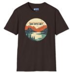 My Mind’s in the Mountains – Hike With Me? Tee 🏔️💬- Inviting T-Shirt Dark Chocolate by Tees For Singles