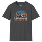 Hike With Me Retro Mountain Premium Tee 🏔️ Dark Heather by Tees For Singles