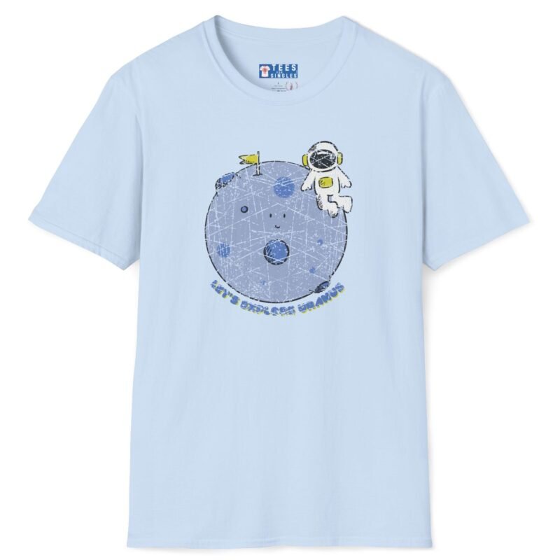 LET’S EXPLORE URANUS 🚀😁😹 Funny Tee – Vintage Distressed Look Light Blue by Tees For Singles