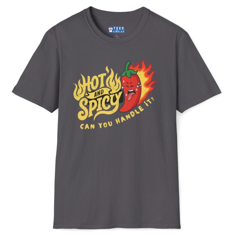 Hot And Spicy Can You Handle It? T-Shirt Vintage Distressed Design🌶️ Charcoal by Tees For Singles