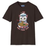 Cat Pho T-Shirt “I Am Hot Pho You” Cute Kawaii Ramen Cat Tee 🍜😼 Dark Chocolate by Tees For Singles
