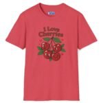I Love Cherries Premium Tee 🍒 — Double Meaning Cute Retro Cherry Graphic Tee Heather Red by Tees For Singles
