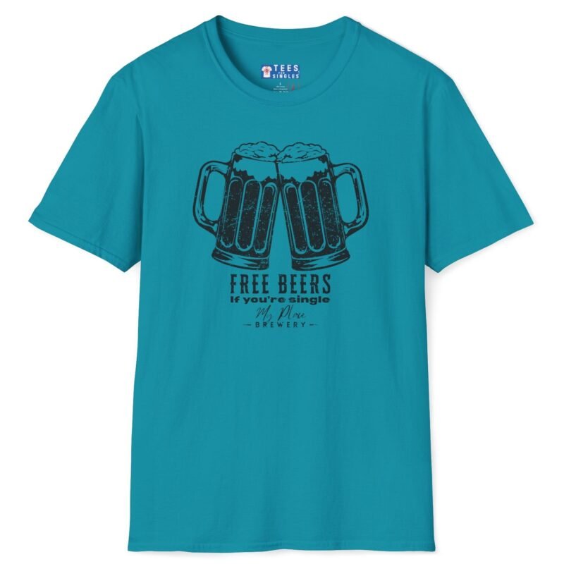 Free Beers If You’re Single My Place T-Shirt 🍻 Tee Tropical Blue by Tees For Singles