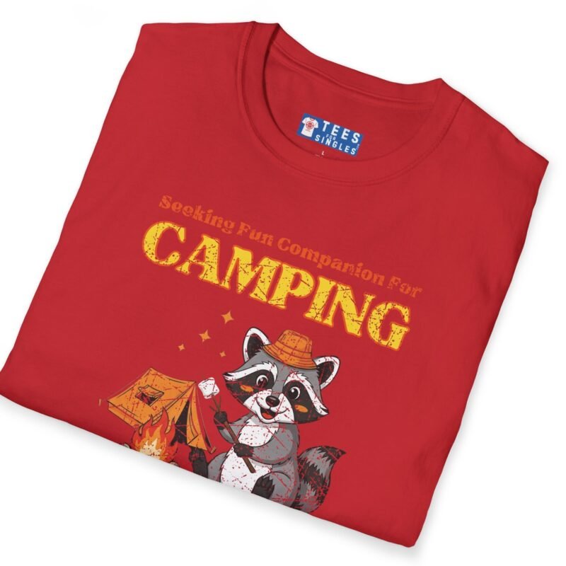Seeking Fun Companion for Camping Tee ⛺🔥🐾- Vintage Look Cute Raccoon T-Shirt by Tees For Singles