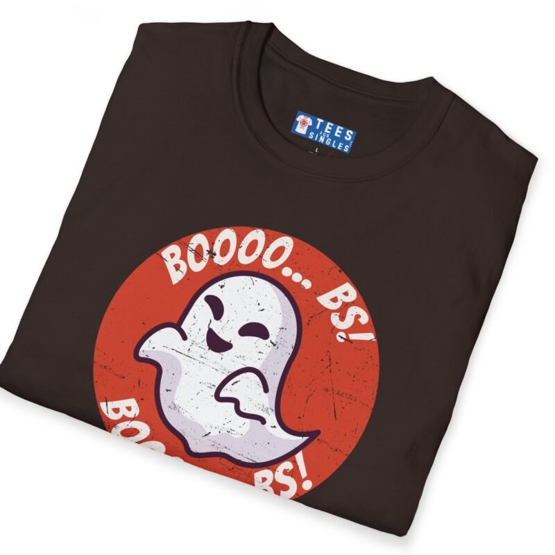 Boooo... BS! Premium Tee. Naughty Ghost Pun Halloween Shirt Dark Chocolate by Tees For Singles - Reaction Fashion