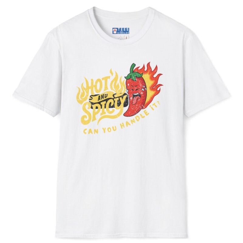 Hot And Spicy Can You Handle It? T-Shirt Vintage Distressed Design🌶️ White by Tees For Singles