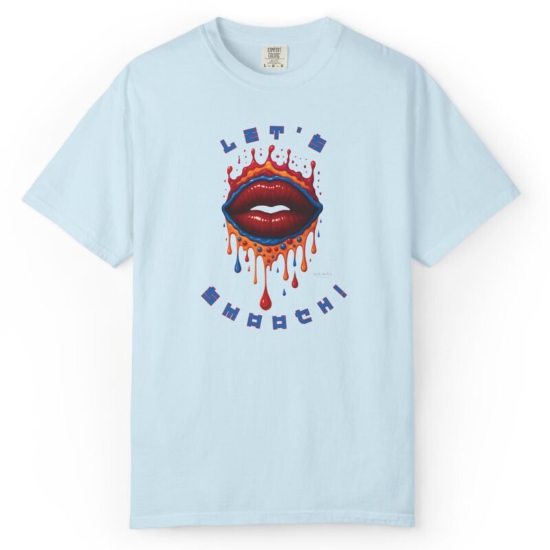 Let's Smooch Trippy Drippy Lips Tee 💋 T-Shirt 🗣️ Garment-Dyed T-shirt by Tees For Singles - Reaction Fashion