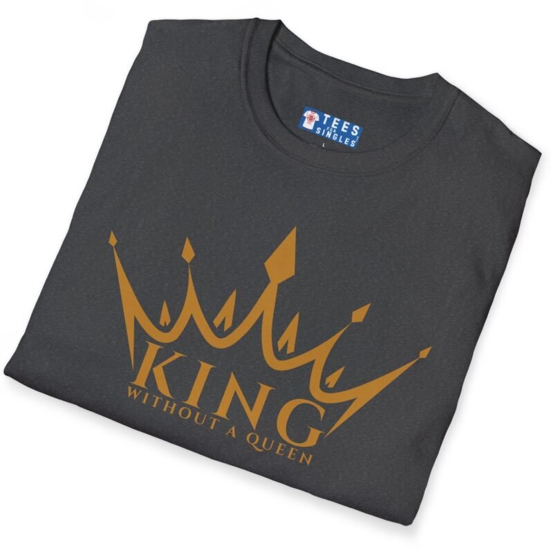 King Without a Queen Tee – Bold Single-Status Crown T-shirt Dark Heather by Tees For Singles