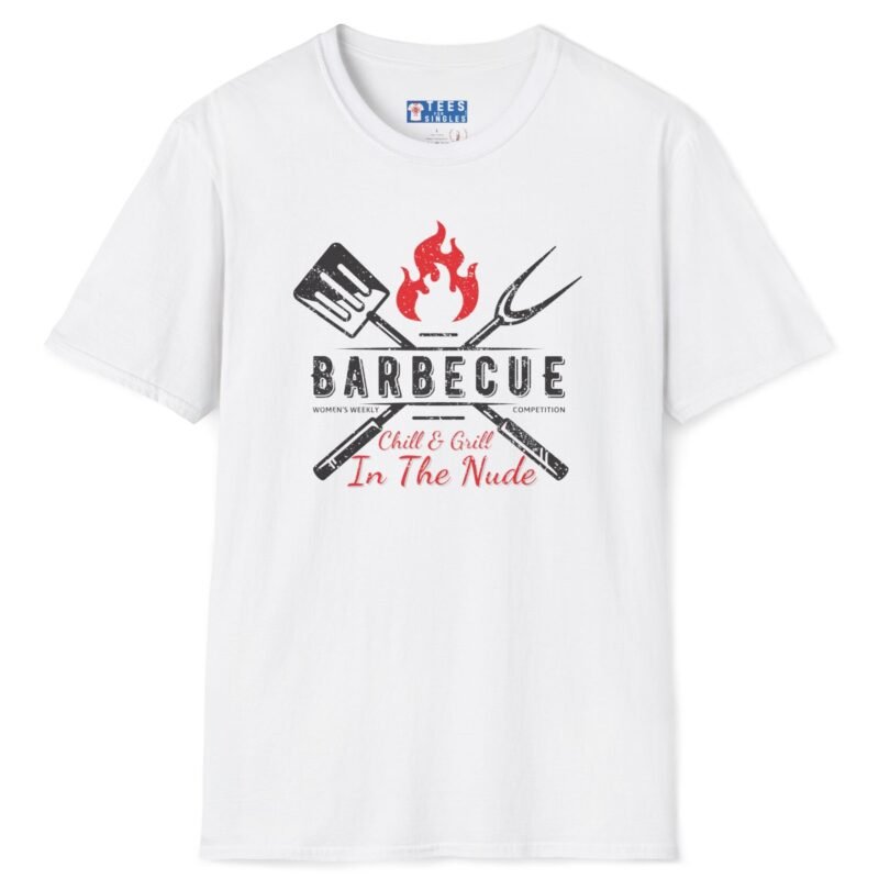 Barbecue Women’s Weekly Competition Chill & Grill In The Nude T-Shirt 🔥Vintage Design White by Tees For Singles