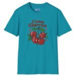 I Love Cherries Premium Tee 🍒 — Double Meaning Cute Retro Cherry Graphic Tee Tropical Blue by Tees For Singles